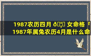 1987农历四月 🦁 女命格「1987年属兔农历4月是什么命女」